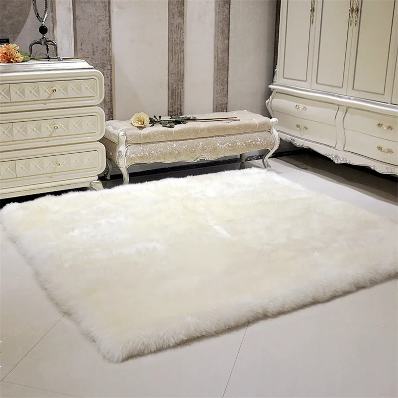 100% Wool Real Sheepskin Carpets for Living Room, Bedroom Fur Rug, Long Hair, Soft Carpet and Rugs, Kids Room, Thicken Children