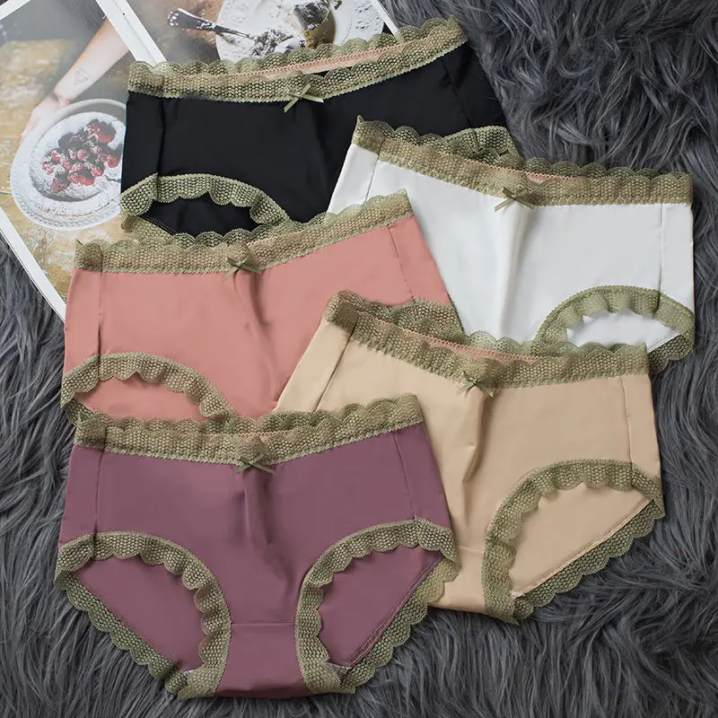 10pcs/lot Women's Panties Set Lace Female Underwear Ice Silk Sexy Lingerie Seamless Briefs Cozy Woman Underpants Radom Colors