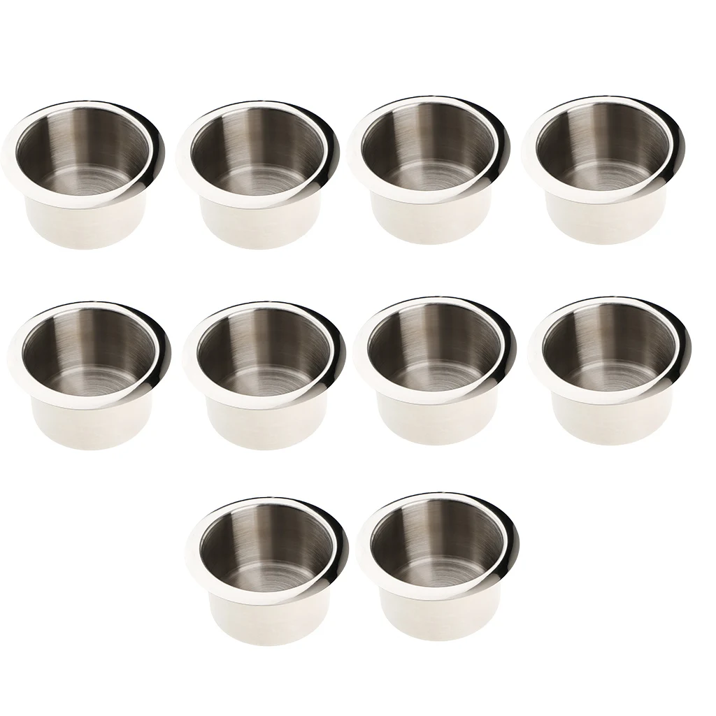 10pcs Stainless Steel Recessed Cup Drink Holder for Car Marine Boat RV Truck Camper Trailer Motorhome Holder for water beverage