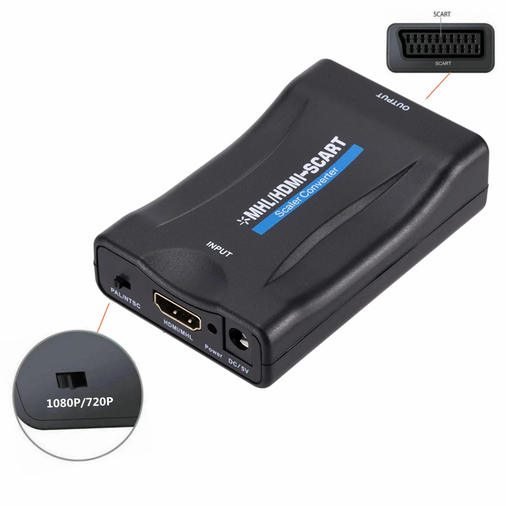GRWIBEOU-ビデオコンバーター1080p,scart to HDMI,HD TV用コンバーターアダプター,sky Box stbプラグ,PlayDCケーブル用