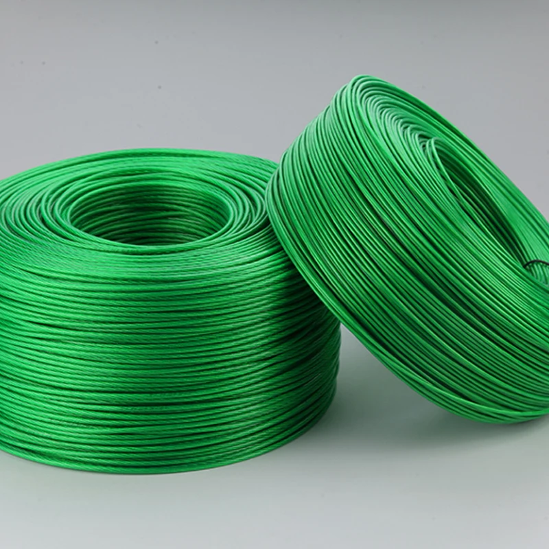 100 Meters Steel wire Green PVC Coated Flexible Steel Cord Rope Cable for Clothesline Greenhouse Grape Rack Shed 2mm