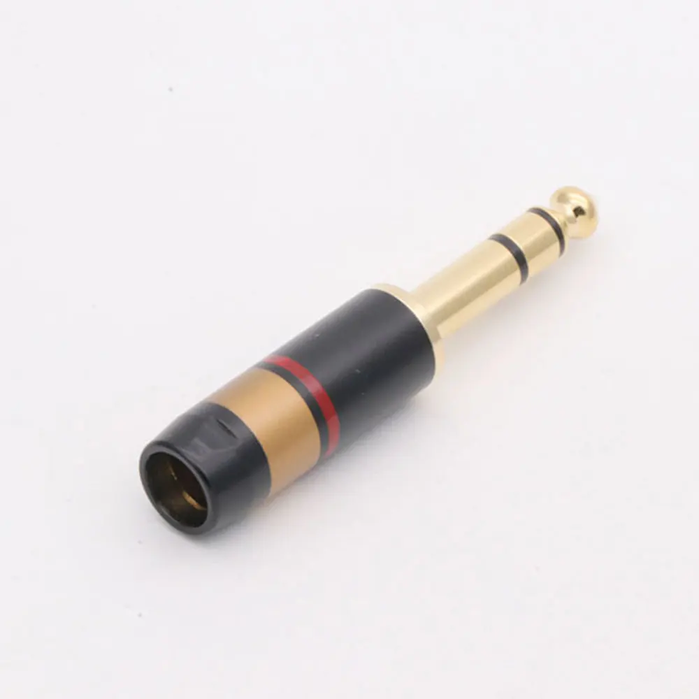 1pc 6.35mm Luxury Blue & Red Gold-Plated Mono/Stereo Audio Plug Connector for Microphone