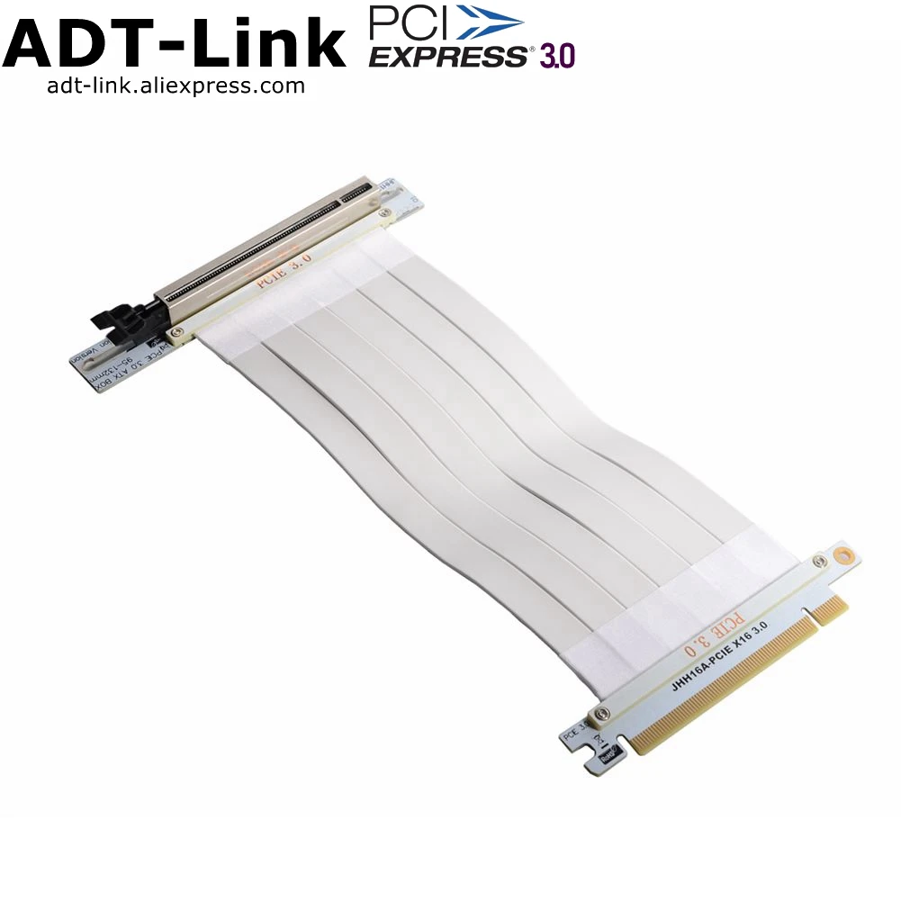 

White PCIe Riser Cable, 3.0 x16 PCI Express Riser Extender, 90 Degree GUP Riser Cable for Graphics Card Vertical Mount Updated