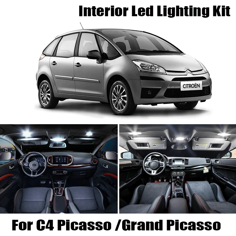 Perfetto Bianco Canbus HA CONDOTTO La Lampadina Interno Della Cupola Mappa Luce Kit Per Citroen Accessori Per C4 Picasso Per C4 Grand Picasso (2007