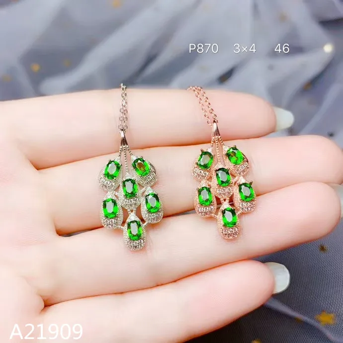 

KJJEAXCMY boutique jewels 925 sterling silver inlaid natural diopside female pendant support detection luxury