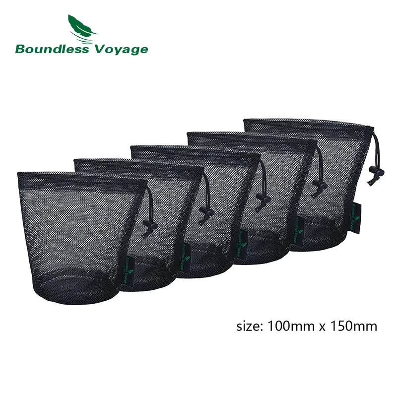 Boundless Voyage Mesh Bag  Storage Pouch  Nylon Drawstring Dirty Bags for Toys Tableware Tea Maker Cups Bottle