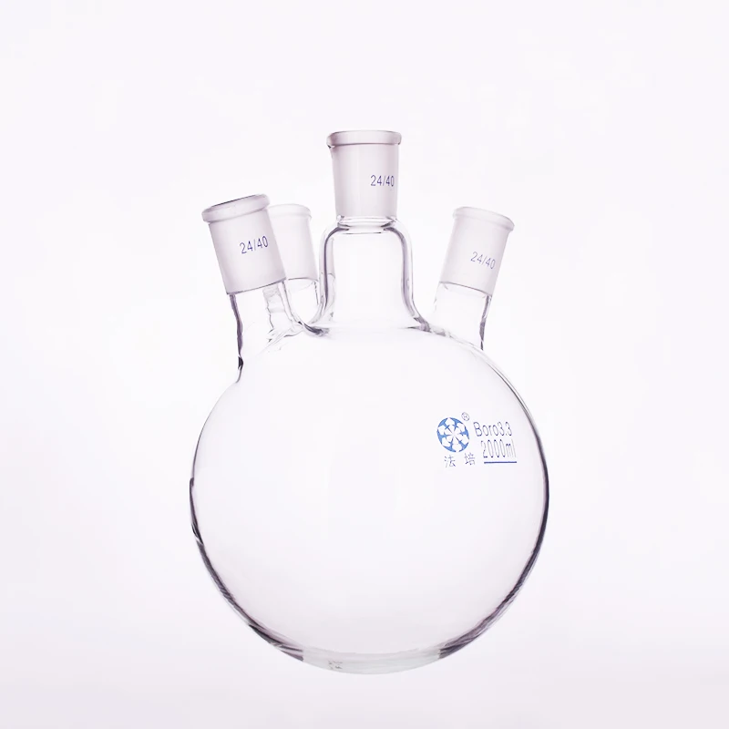 Four-necked flask oblique shape,with four necks standard grinding mouth 100ml-1000ml-2000ml-20000ml,Four ground mouth 24/40