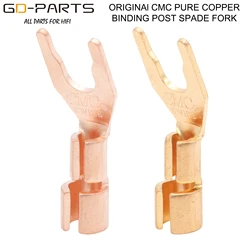 Cmc 6005-cu cobre puro alto-falante spade encadernação post y garfo plug conector 24k banhado a ouro para áudio de alta fidelidade diy