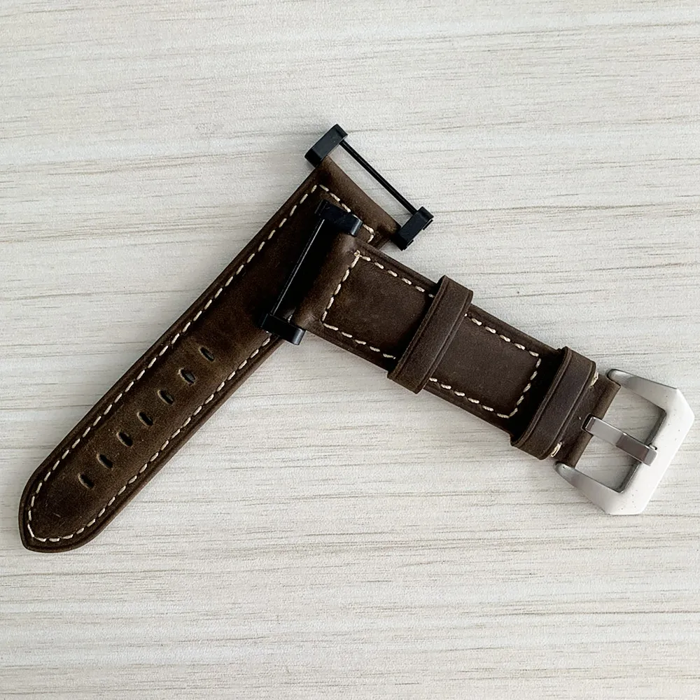 Hot Sale Quality Crazy Horse Leather Watch Band 24mm Khaki For Suunto essential Watch Strap Suunto Core watchband And Adapter