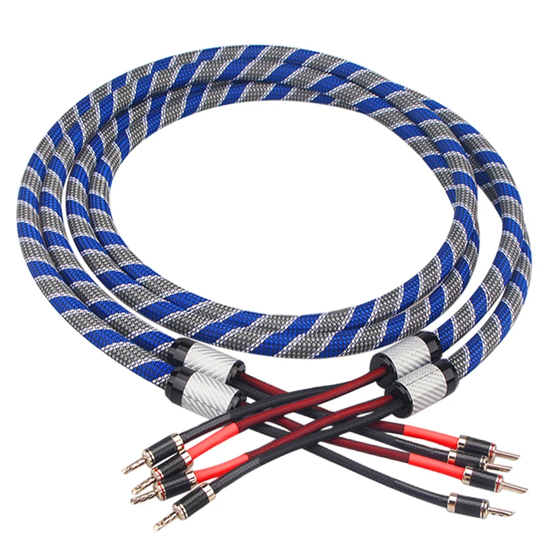 One Pair oxygen-free copper audio speaker cable HI-FI high-end amplifier speaker cable Banana plug cable