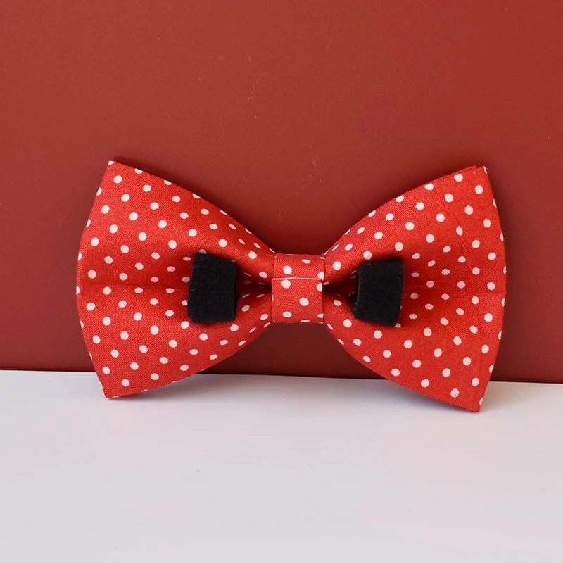 Cotton & Webbing, Red Dot Bowtie Dog Collar, Adjustable Dog Collars for Small Dogs and Cats Dog Collar Pit Bull Zzkdot 01