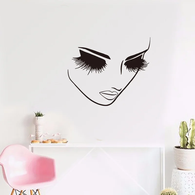 

Creative Beauty Face Wall Sticker For Girl's Room Decor Wallpaper Bedroom Living Room Decoration Removable Self-adhesive Decals