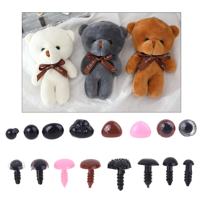 48pcs/set DIY Multicolor Triangle Nose Round Safety Eyes with Washers for Bear Puppet Dolls Toys