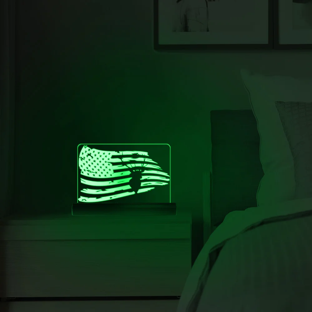 Drapeau américain de chasse au cerf en détresse, panneau lumineux LED, décoration de la Culture américaine, cerf en bois, lampe 3D personnalisée