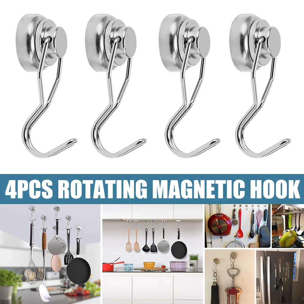 Ganci magnetici girevoli ganci magnetici al neodimio per impieghi gravosi 4 pezzi con adesivi antigraffio per frigorifero domestico cucina disponibile