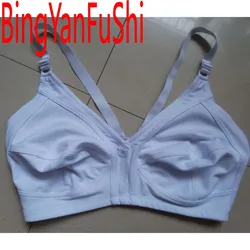 White bra bh soft full cup cotton bras for big bust women wireless unlined Geometric bralette everyday Minimizer underwear C01