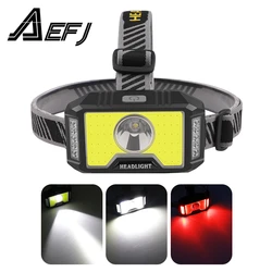 Powerful T6 LED+COB Brand New Headlamp USB Rechargeable Headlight Waterproof Head Flashlight Head Torch 5 Modes Head Lamp