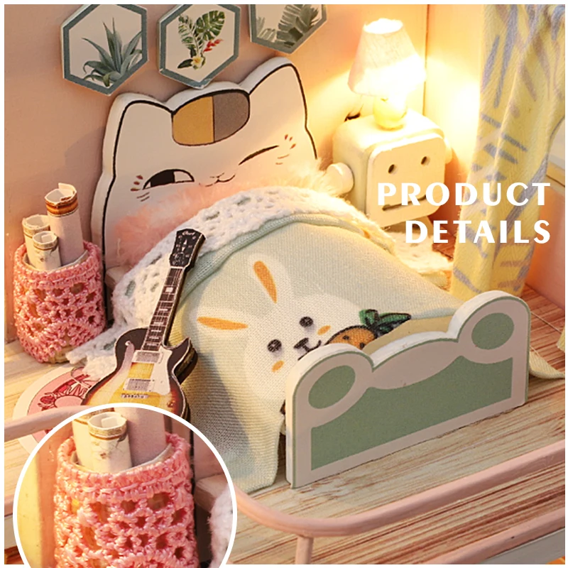 Kit casa delle bambole fatta a mano Puzzle 3D in legno Mini costruzione di assemblaggio casa delle bambole con kit di mobili Giocattoli per bambini Regali di compleanno