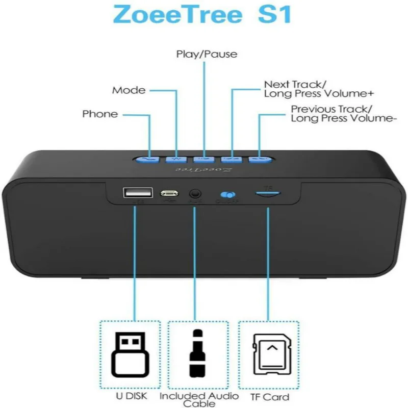 Imagem -04 - Alto-falante Bluetooth sem Fio Portátil Subwoofer ao ar Livre Mini bt Speaker Soundbar