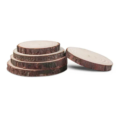 14-30cm Unfinished Natural Round Wood Slices Circles With Tree Bark Log Discs For Diy Crafts Painting Photograph Decoration