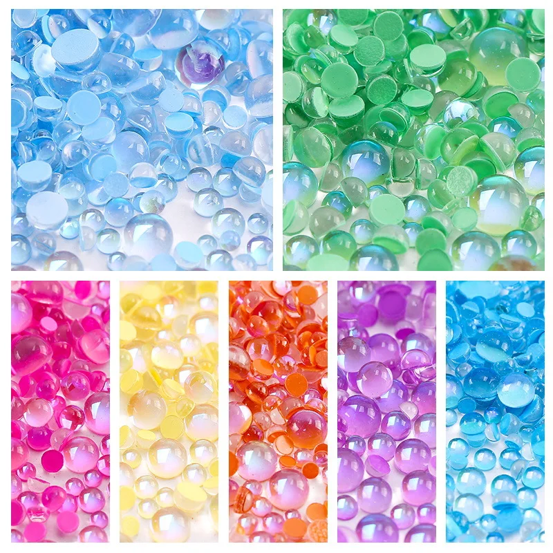 New 3D Nail Art Decorations Rhinestones Mermaid Beads Strass Glitter Light-sensitive Crystal Glass Beads Manicure Decoration