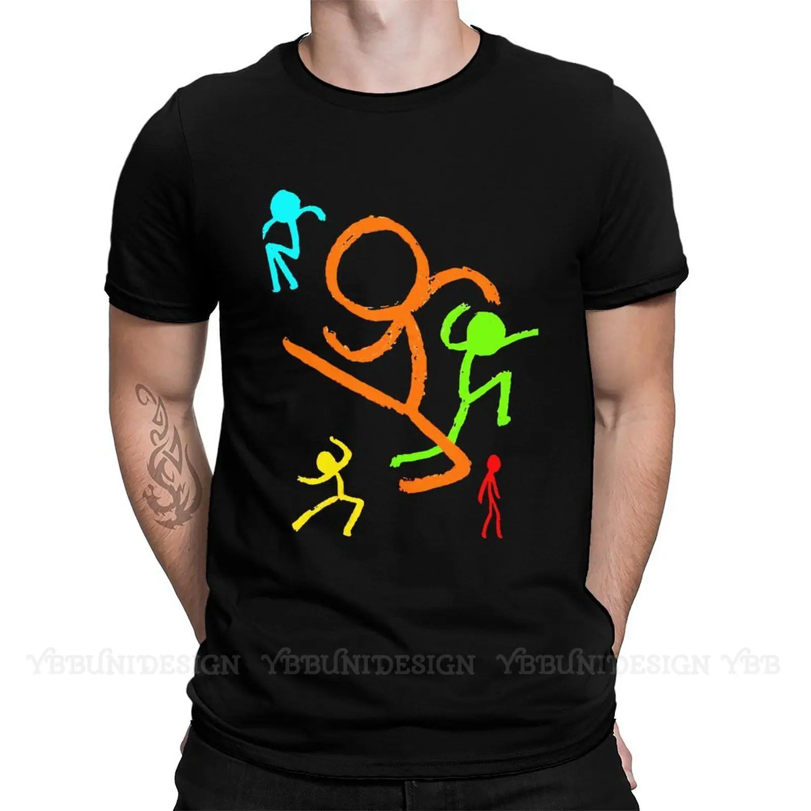 High Quality Men Alan Becker Funny Games TShirt Five Stick Figures Pure Cotton Shirt Tees Harajuku For Adult