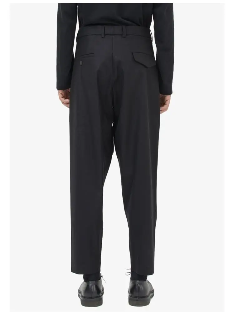 

Men's new Japanese minority design singer stage wind retro simple pocket decoration nine points pants large size clothing