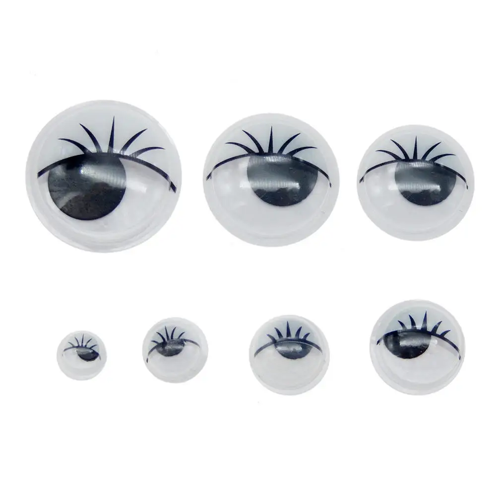 70pcs Moving Eyelash Eyeball Plastic Eyes Eyewinker Cabochons Mix Scrapbook with Adhesive Sticker Children Doll Toy DIY Findings