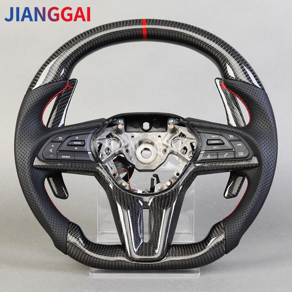 

Carbon Fiber Perforated Leather Steering Wheel For Nissan GTR 2019 Paddle Shift Sport Wheel