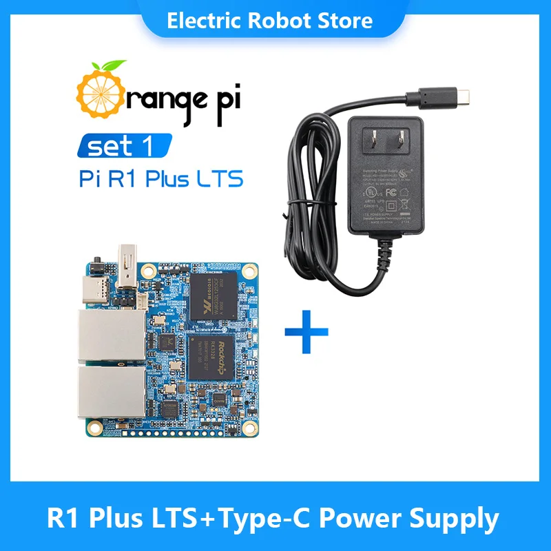 Orange Pi-Alimentation R1 Plus LTS + Type C, 1 Go de RAM avec RK3328, Carte Open Source, Ordinateur, Run Android 9, UbunaryDebian, OpenWRT OS