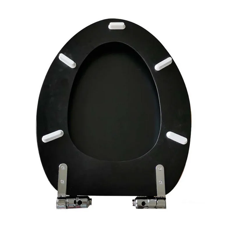 Long V type buffer Black toilet seats cover,Solid wood Slow-Close toilet seats lid,Stainless steel quick release hinge,J19107