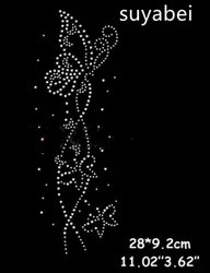 2pc/lot Butterfly Hot Fix Rhinestones motif crystal rhinestone strass iron on Transfer applique patch for coat shirt