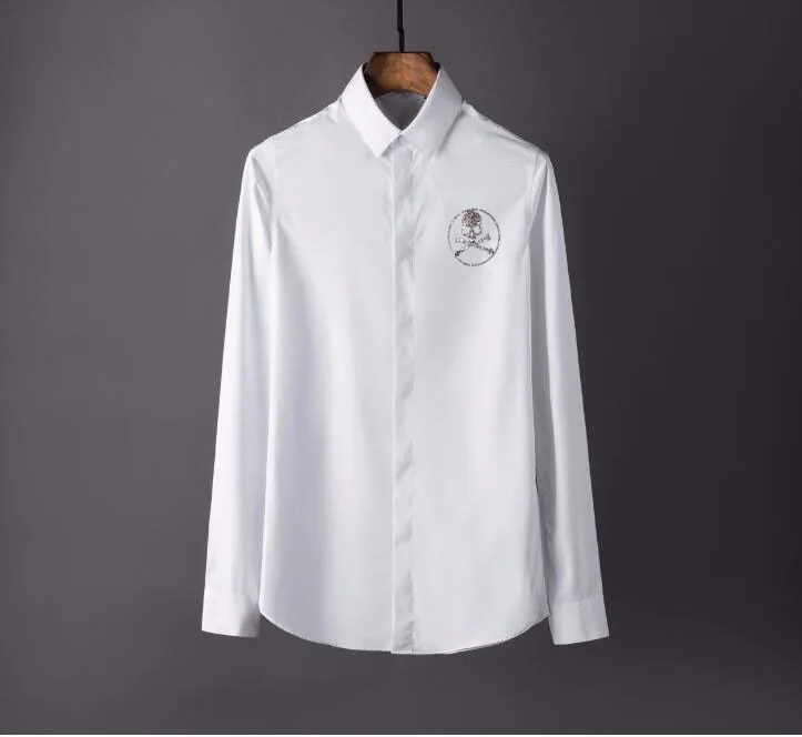 Fashion Men Hot drilling Skulls shirts long Sleeve Rhinestones summer Male Clothing Mens Casual