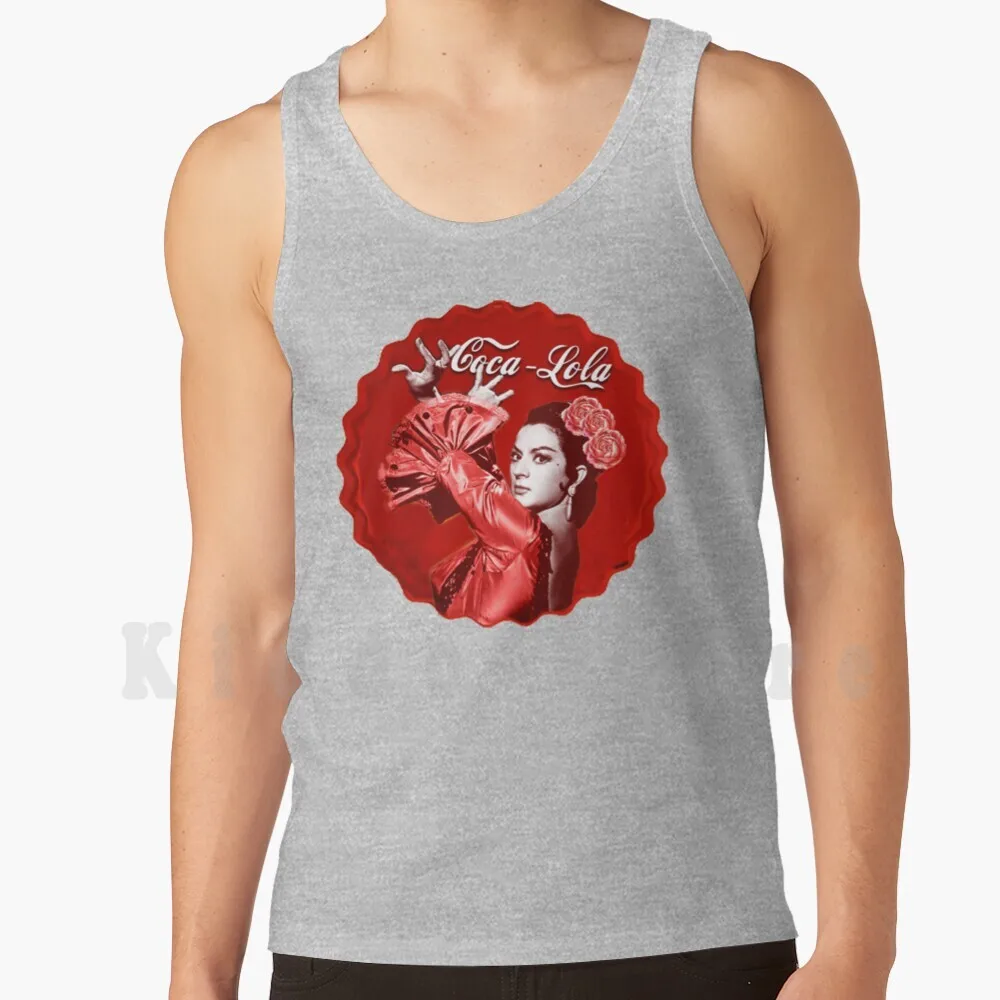 Camisetas sin mangas con diseño de botones Coca-Cola, 100% algodón, Lola Flores, Coplet flamenco español