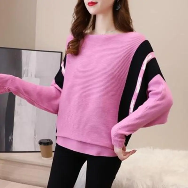 2024 Autumn Winter Bat Shirt Sweater Female New Pullovers Korean Loose Soft Warm Long Sleeve   Bottoming  Y97