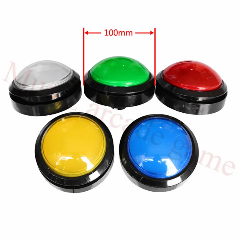 2Pcs/Lot 100mm Big Dome round Pushbutton Illuminated Arcade Push Button Led 12v Power Button Switch Push Button with Microswitch