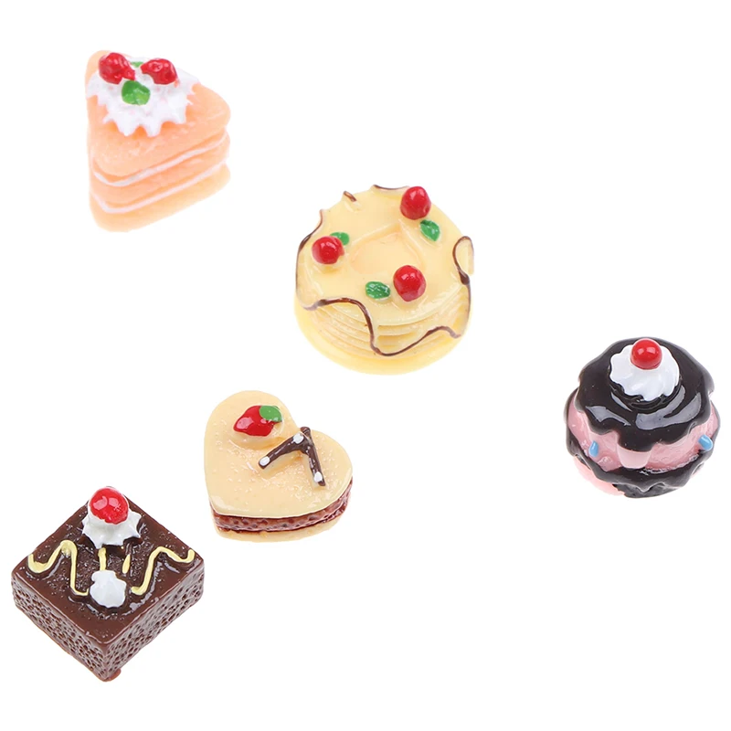 5Pcs Simulation Chocolate Cakes Miniature Food Figurine Dollhouse Accessories Decorate Your Cute Dollhouse Add Some Lively Aure