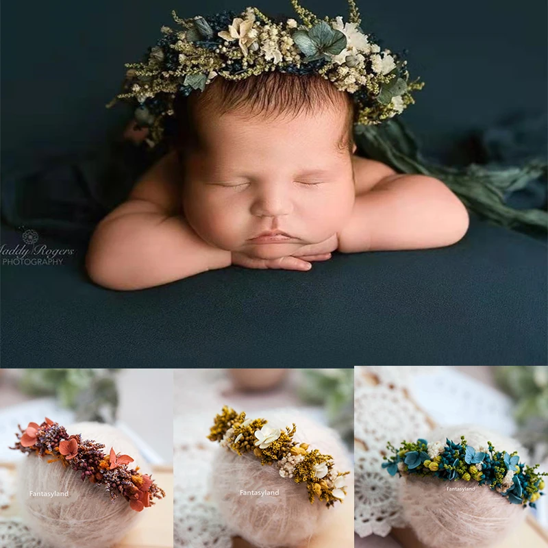 2021 Flower Baby Headband Infant Headwear Photography Garland Baby Shoot Accessories Studio Hair Band Newborn Photography Props 