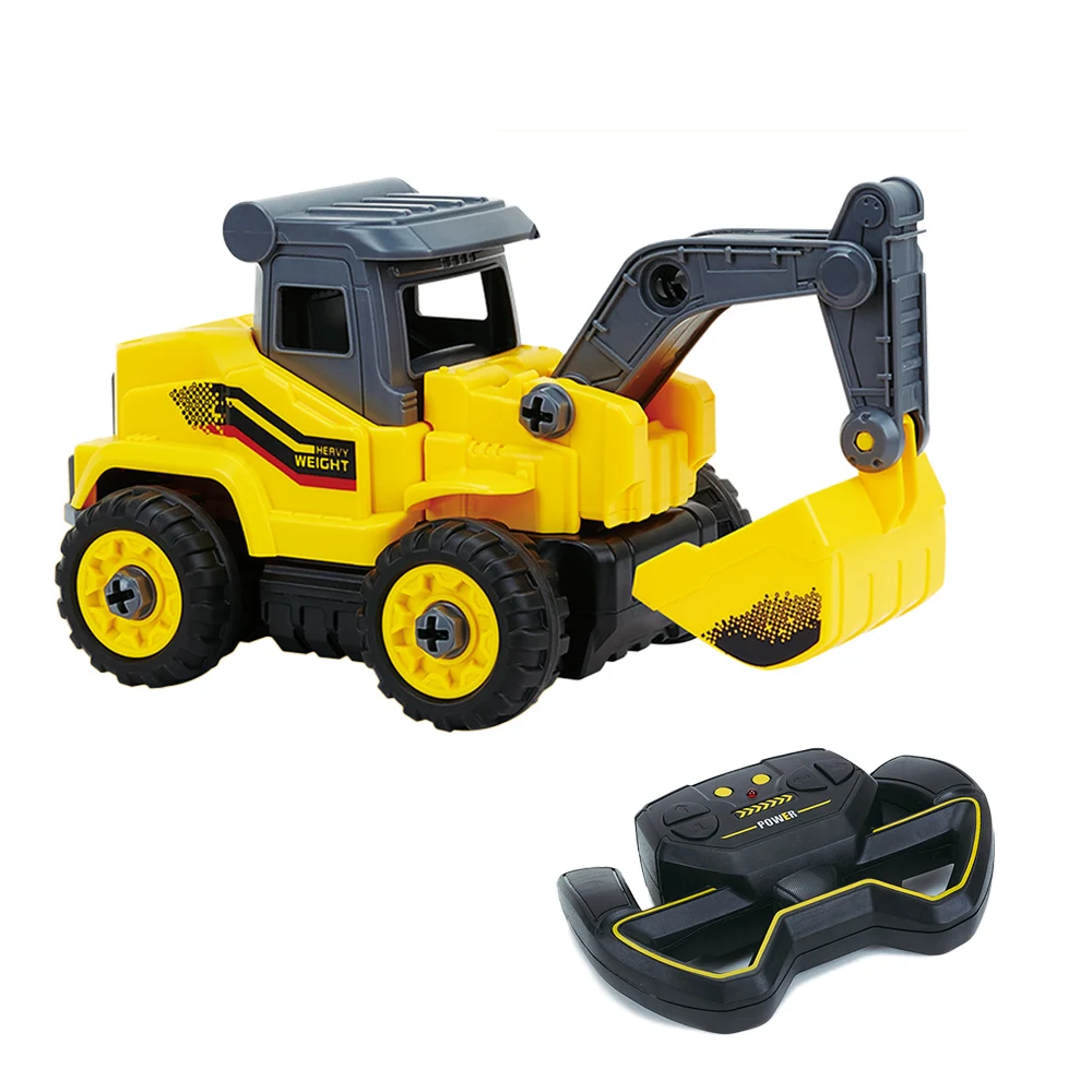 RC Car Toy DIY Remote Control Excavator Truck Bulldozer Assemble Model Kit for Children Boys Radio Control Machine