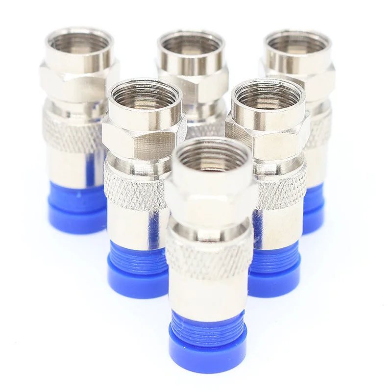 10PCS RG6 Compression Connectors Universal Waterproof Extrusion F Head 75-5 Cable Coaxial Tool Electrical Equipment Accessories