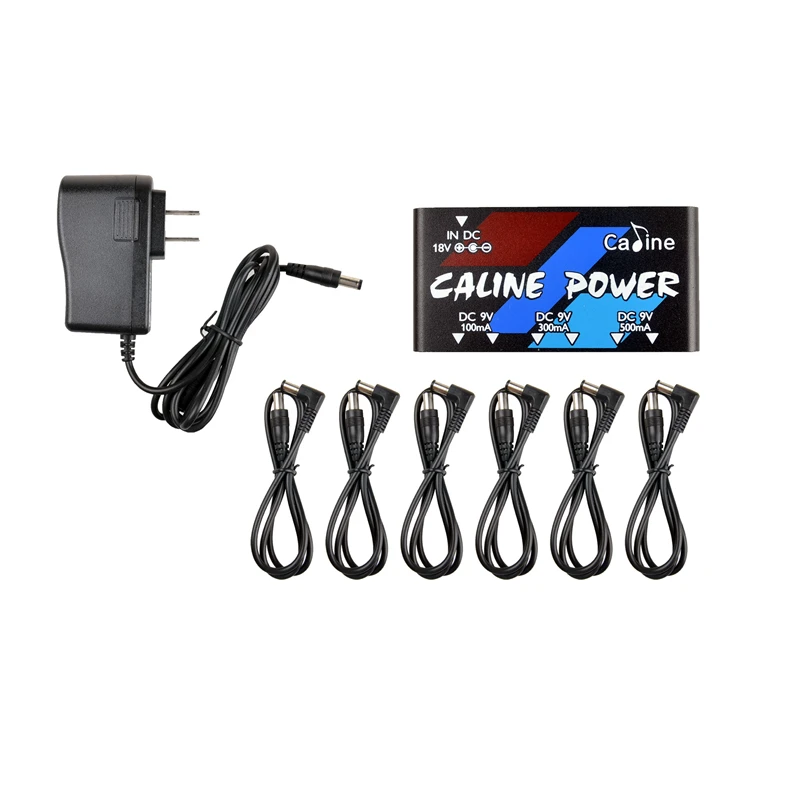 Caline CP-02 Mini Multiple Outputs Guitar pedal Power Supply 9V Output with Adapter and 6pcs Cable