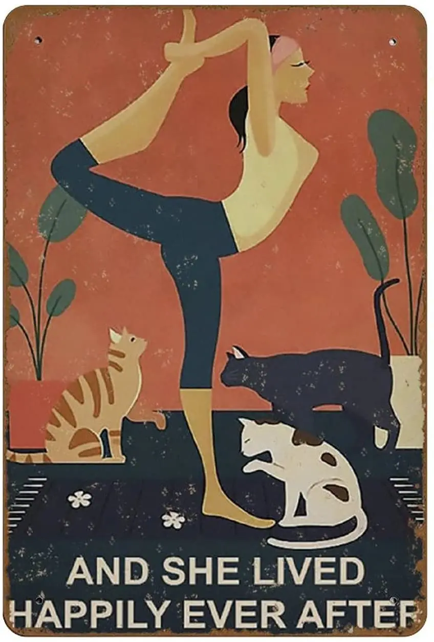 

NOMELY Yoga and Cat новинка, Ретро металлическая фотография, бар, паб, клуб, кафе, дома, искусство на стене, фермерский знак, гостиная