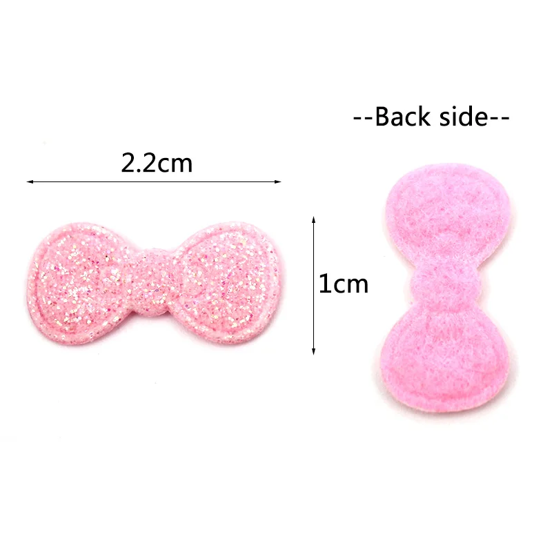 80PCS 1*2.2 centimetri Glitter Bowknot shap Appliques Imbottiti Per Bambini Capelli Clip di BB copricapo Forniture FAI DA TE Lucido mestiere Della