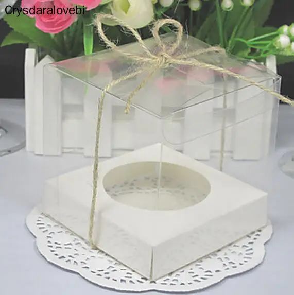 12/24/48pcs/lot Wholesale and Retail Transparent Pvc Cake Box Cookie Single Cupcake Box 9*9*9cm