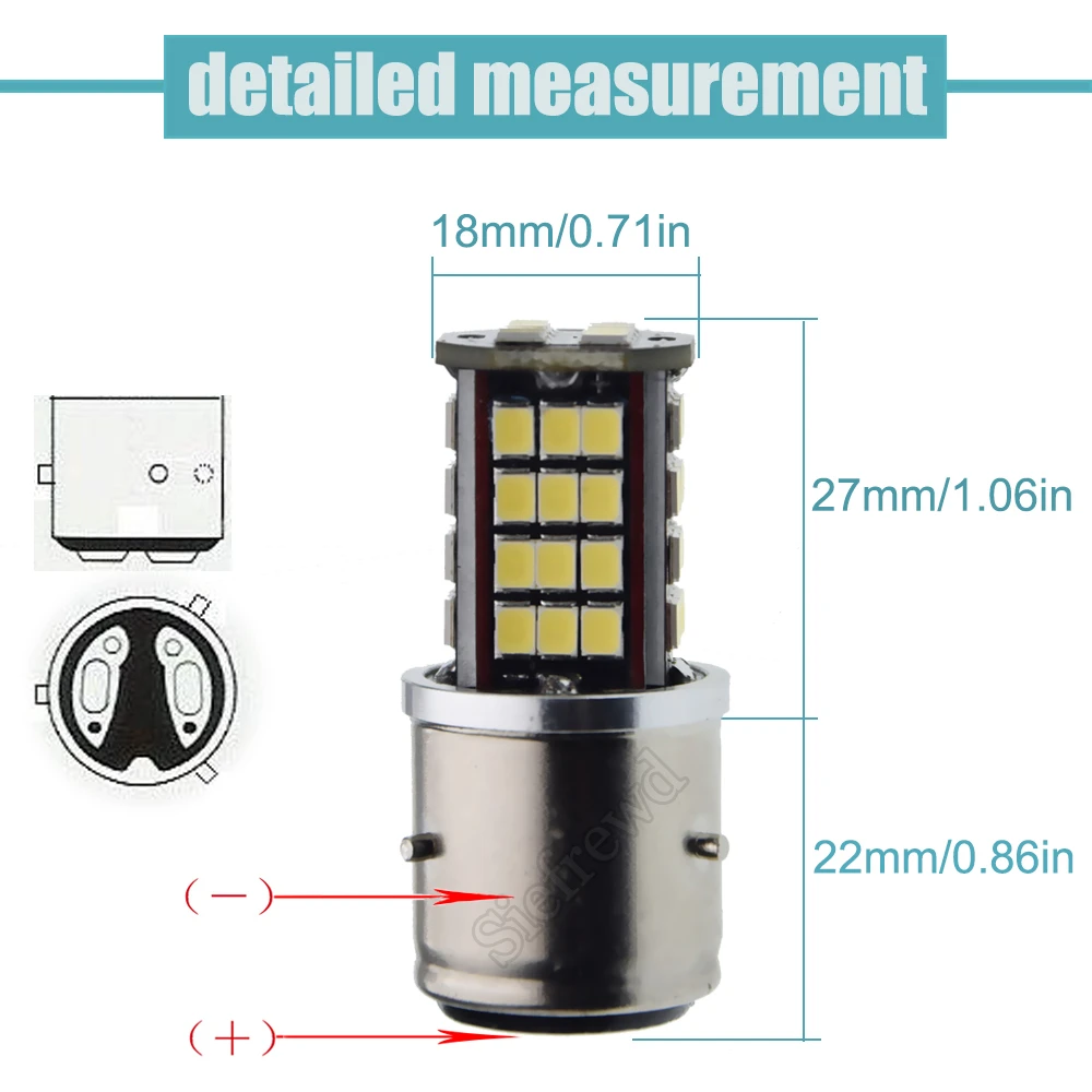 2Pcs BA21D 56 SMD 2835 LED Motorcycle Bulb Headlight High Low Light Car Auto Motorbike Moped Scooter White Lamp 6000K 6V 12V DC