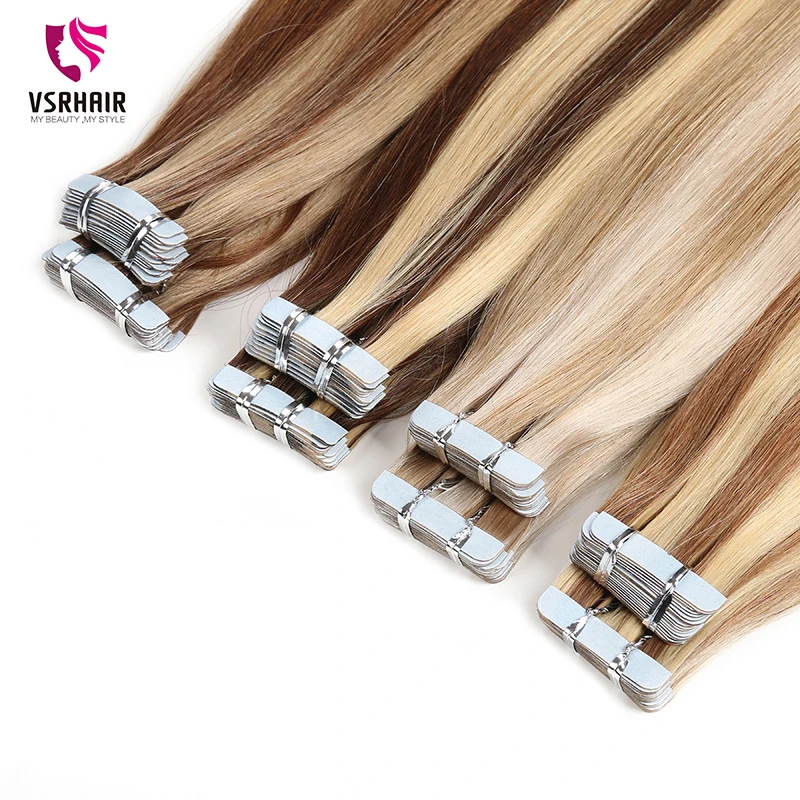 Vsrhair bant saç 50cm 60cm güçlü yapıştırıcı tutkal 2g 2.5g insan saç makinesi Remy bant saç ekleme