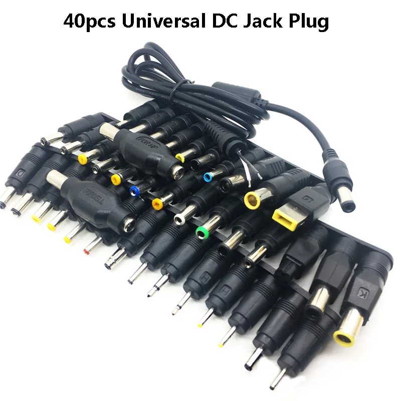 Universal 5.5x2.1mm DC Female to Male AC Power Plug Supply Adapter Tips Connector Kits for Thinkpad Laptop Jack Sets DC cabl