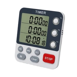 Digital Dual Kitchen Timer 3 Channels Count UP/Down Timer Cooking Timer Stopwatch Large Display Adjustable Volume Retailsale