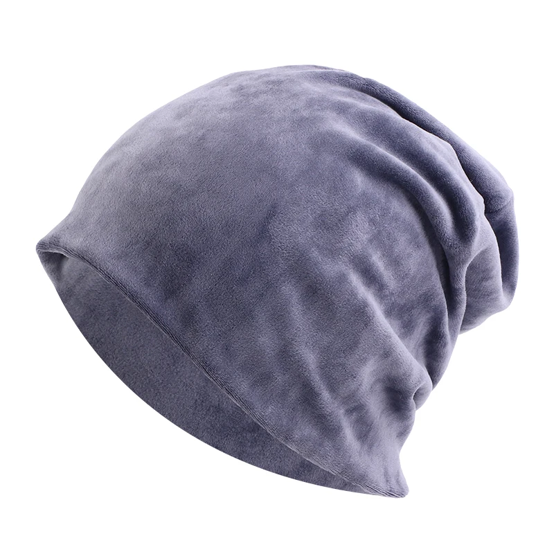 Gorro holgado de terciopelo para hombre y mujer, gorro suave de alta calidad, informal, cálido, a la moda, para Otoño e Invierno