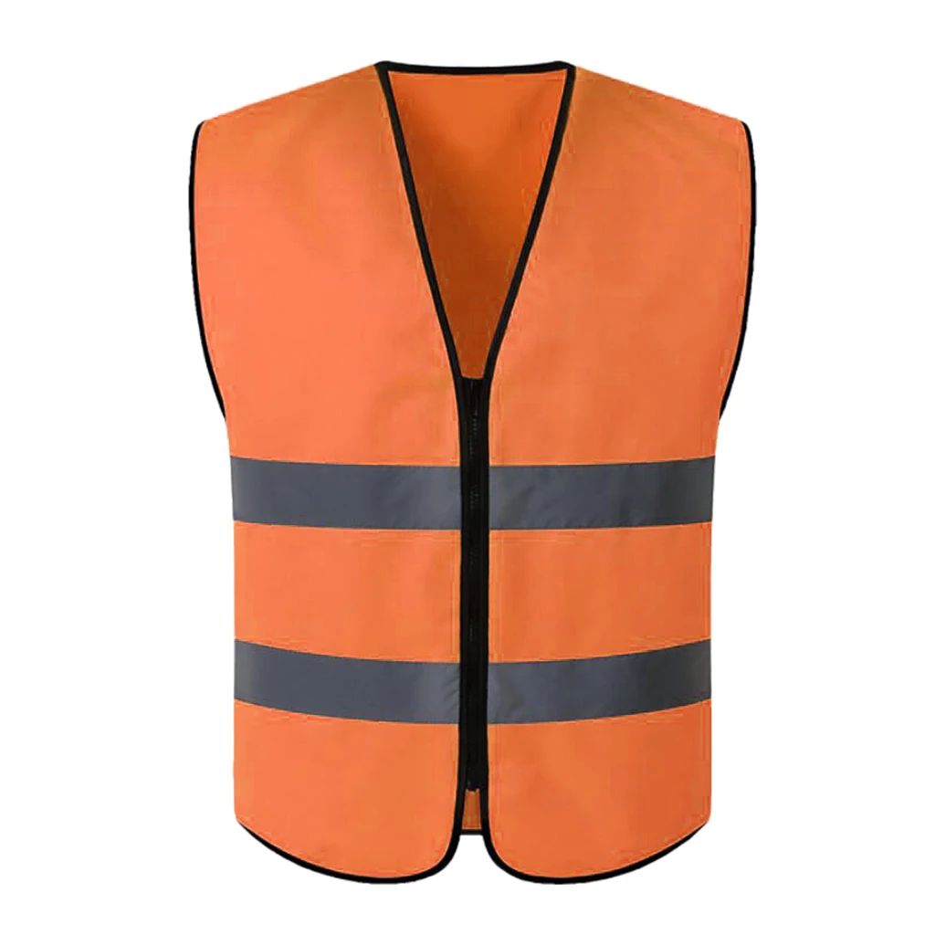 High Visibility Zipper Front Safety Vest With Reflective Strips, Premium, 5 Colors Optional